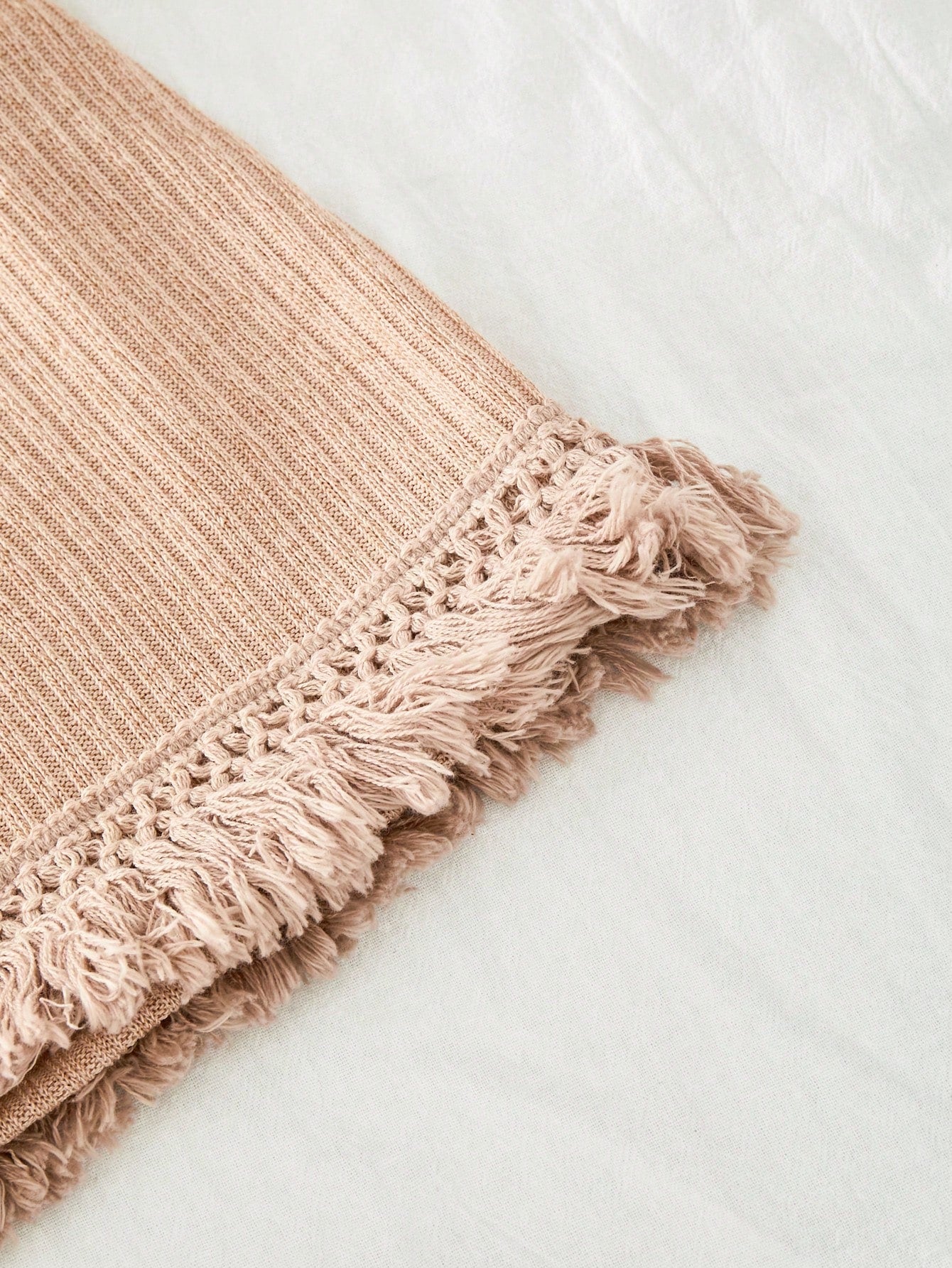 Girls' apricot beach knit short dress with sleeveless tank design, tassel detail, star decoration, round neck, and vacation style for summer seaside wear.