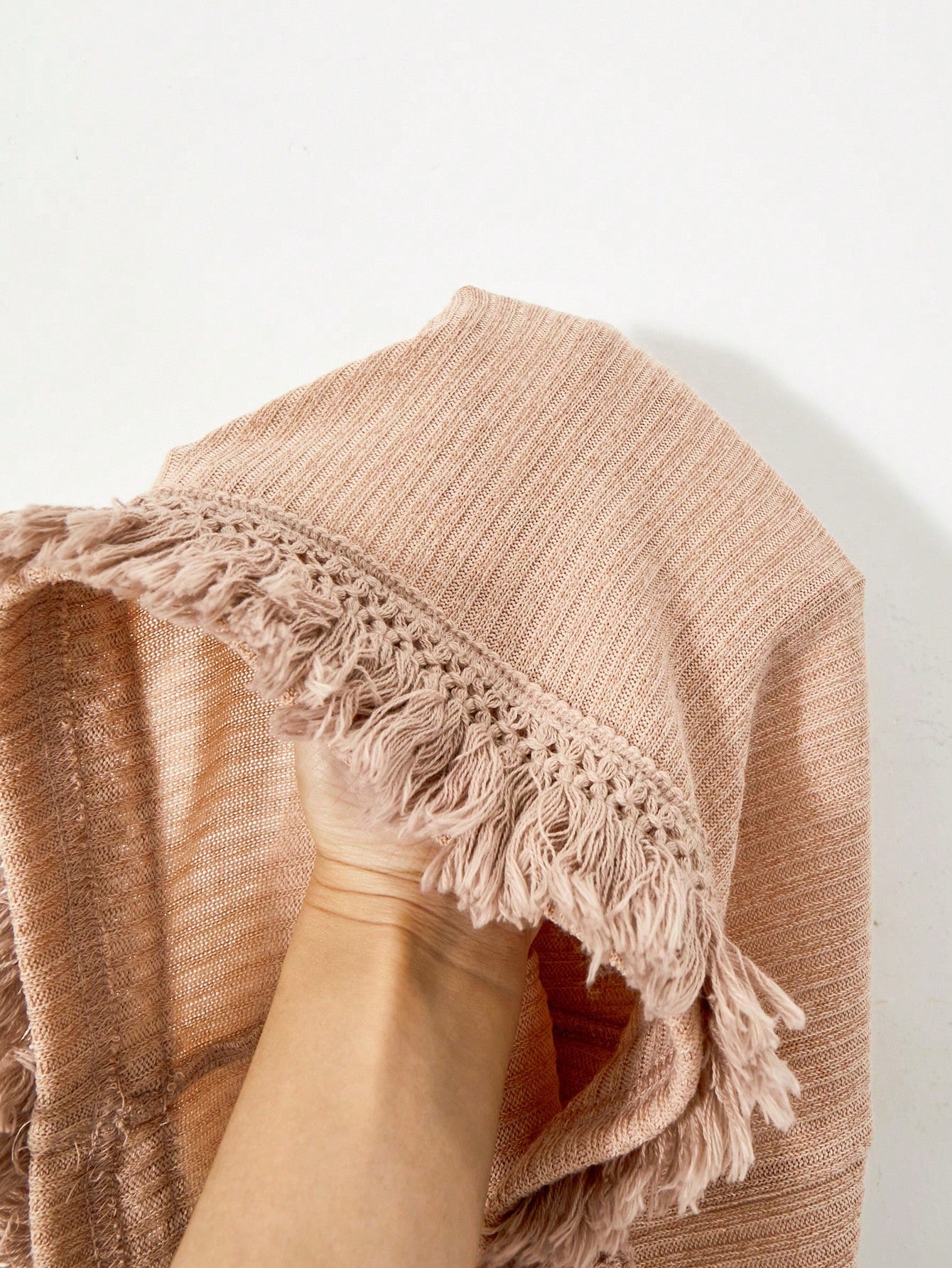 Girls' apricot beach knit short dress with sleeveless tank design, tassel detail, star decoration, round neck, and vacation style for summer seaside wear.