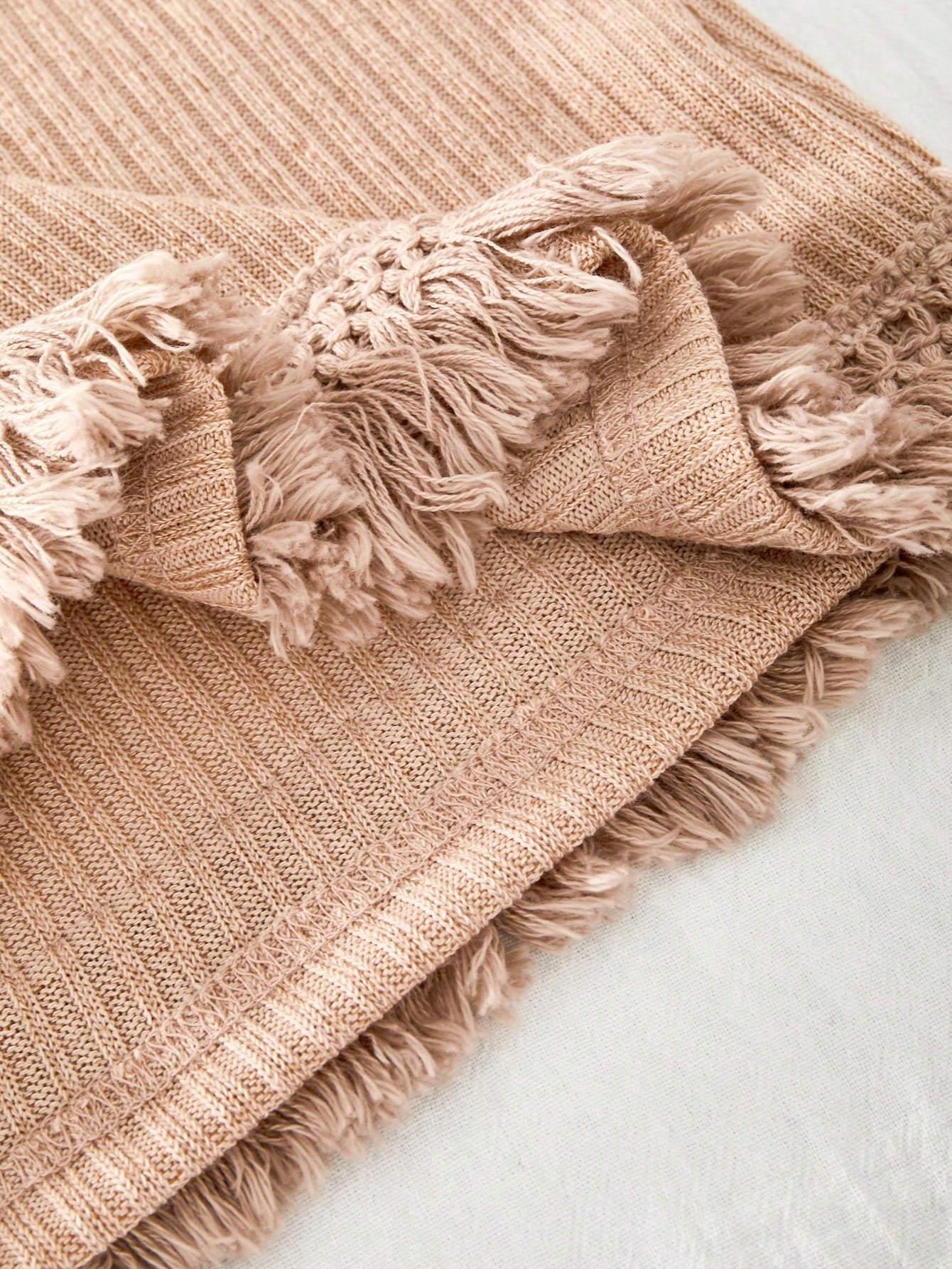 Girls' apricot beach knit short dress with sleeveless tank design, tassel detail, star decoration, round neck, and vacation style for summer seaside wear.