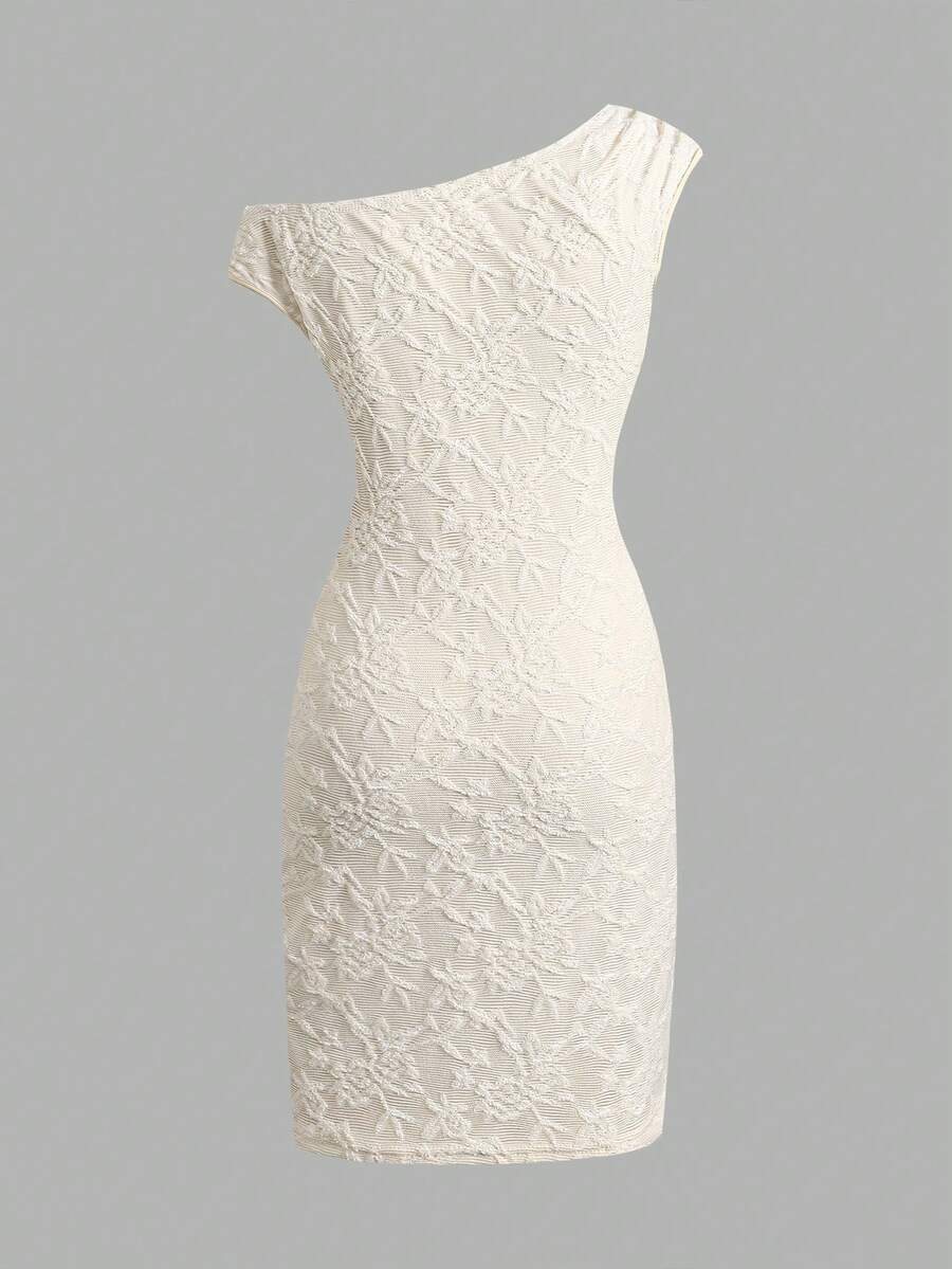Yellow asymmetrical neck slim fit dress for tween girls with sleeveless design, plain textured knit fabric, natural waist, and pencil hem