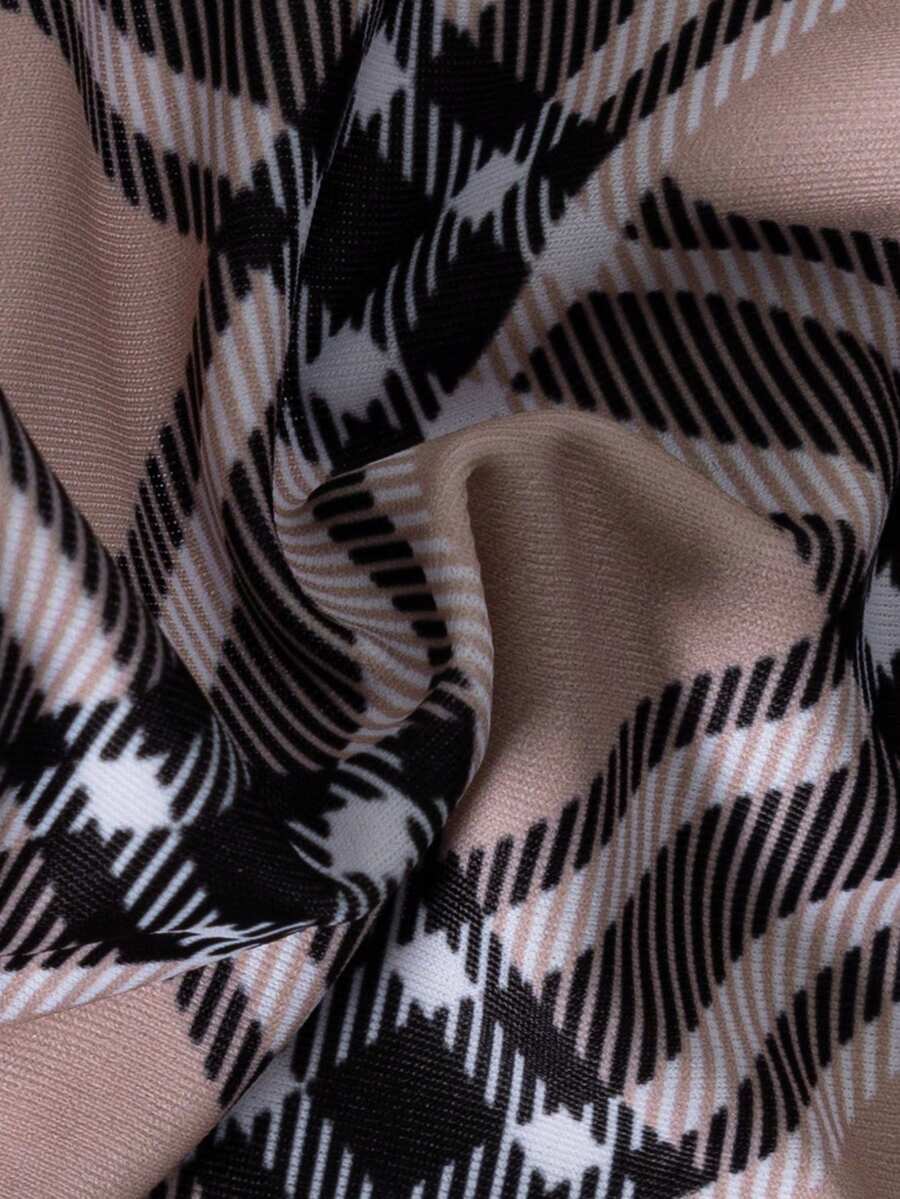 Women's 2-piece halter bikini set featuring geometric print, triangle cups with removable padding, and side tie bikini bottoms