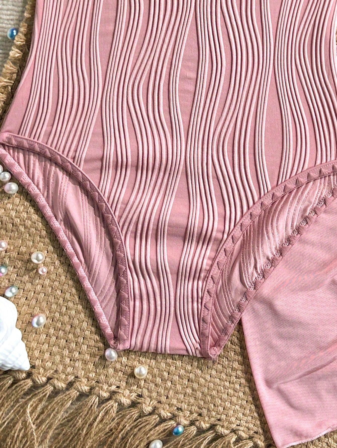Tween Girl Solid Color Fashionable Starfish Decor One-Piece Swimsuit