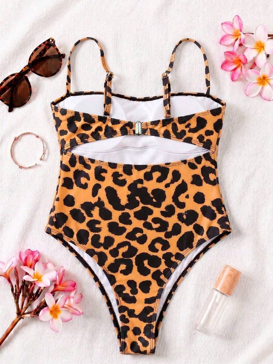 Black colorblock women's one-piece swimsuit with spaghetti straps and high stretch fabric.