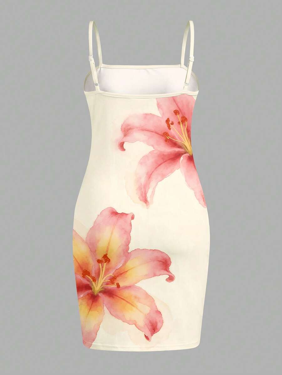 Tween girls multicolor floral vacation midi cami dress with spaghetti straps, sleeveless loose fit, natural waist, and pencil hem.