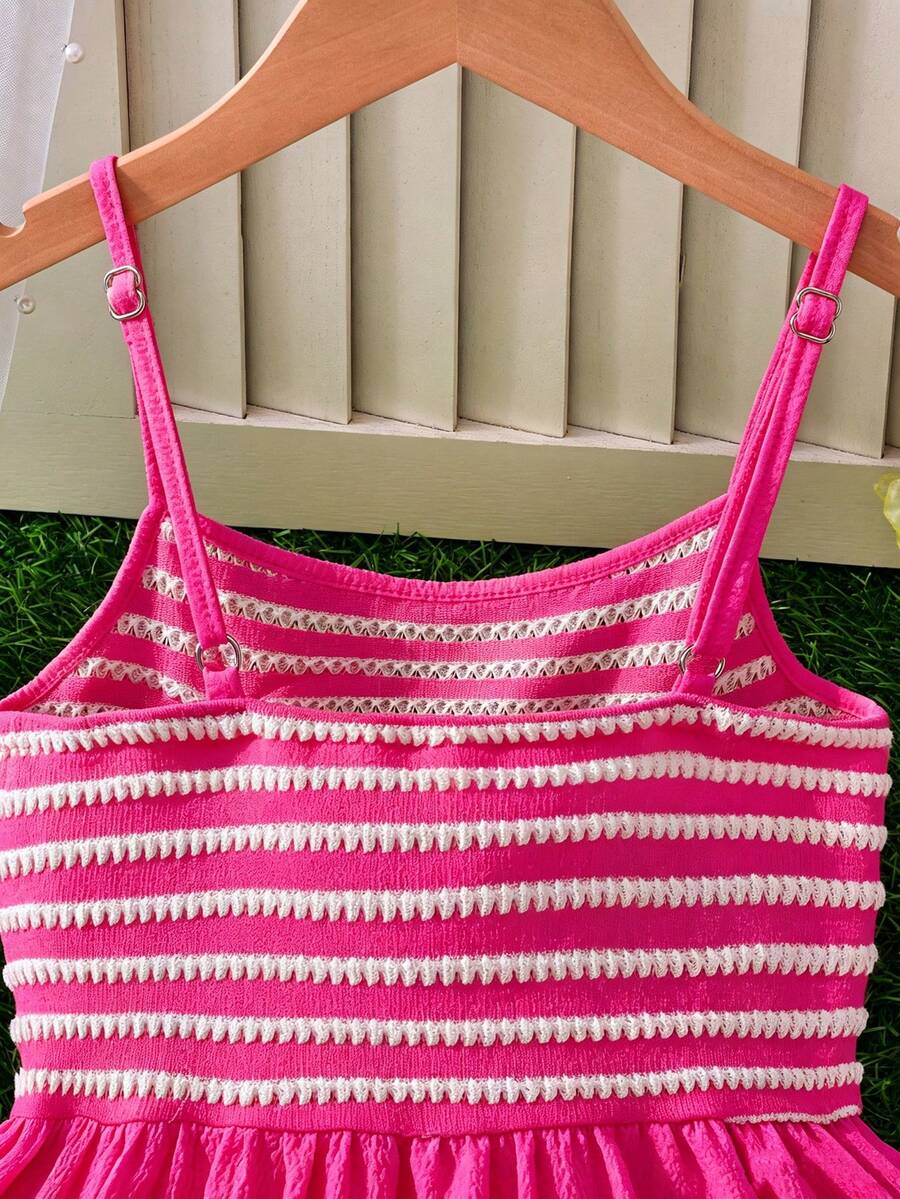 Tween girls yellow sleeveless cami dress with spaghetti straps, high waist, tiered layered skirt, shirred detail, zipper closure, and casual vacation style.