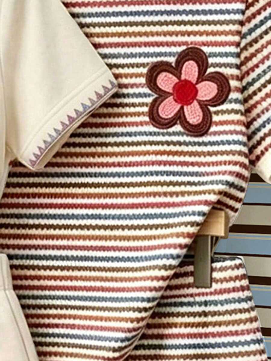 Girls' multicolor short sleeve T-shirt and shorts set featuring a cute cherry and bow print with round neck top and matching shorts.