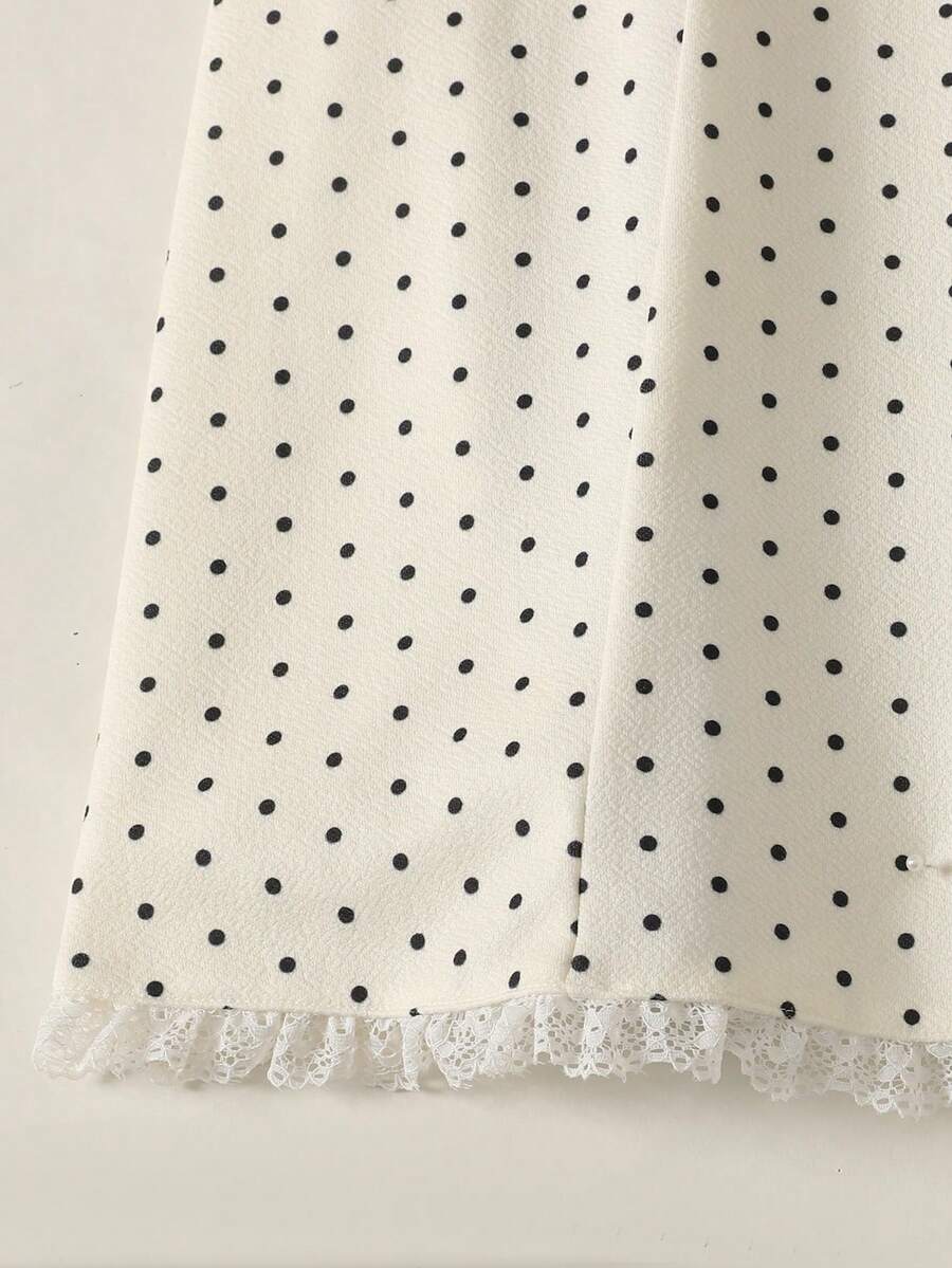 Tween girl blue and white striped A-line casual dress featuring round neck, puff short sleeves, high waist, and flounce ruffle hem.