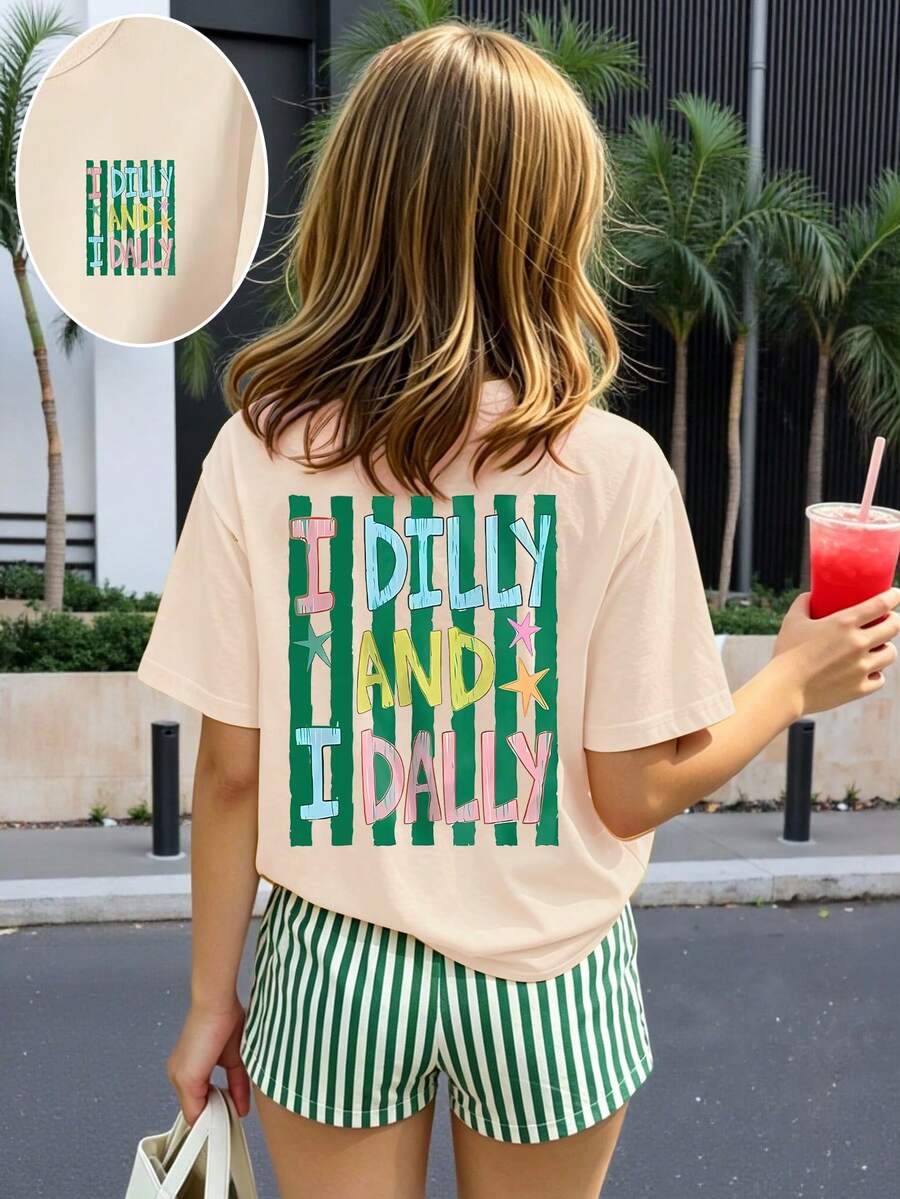 Girls' multicolor short sleeve T-shirt and shorts set featuring a cute cherry and bow print with round neck top and matching shorts.