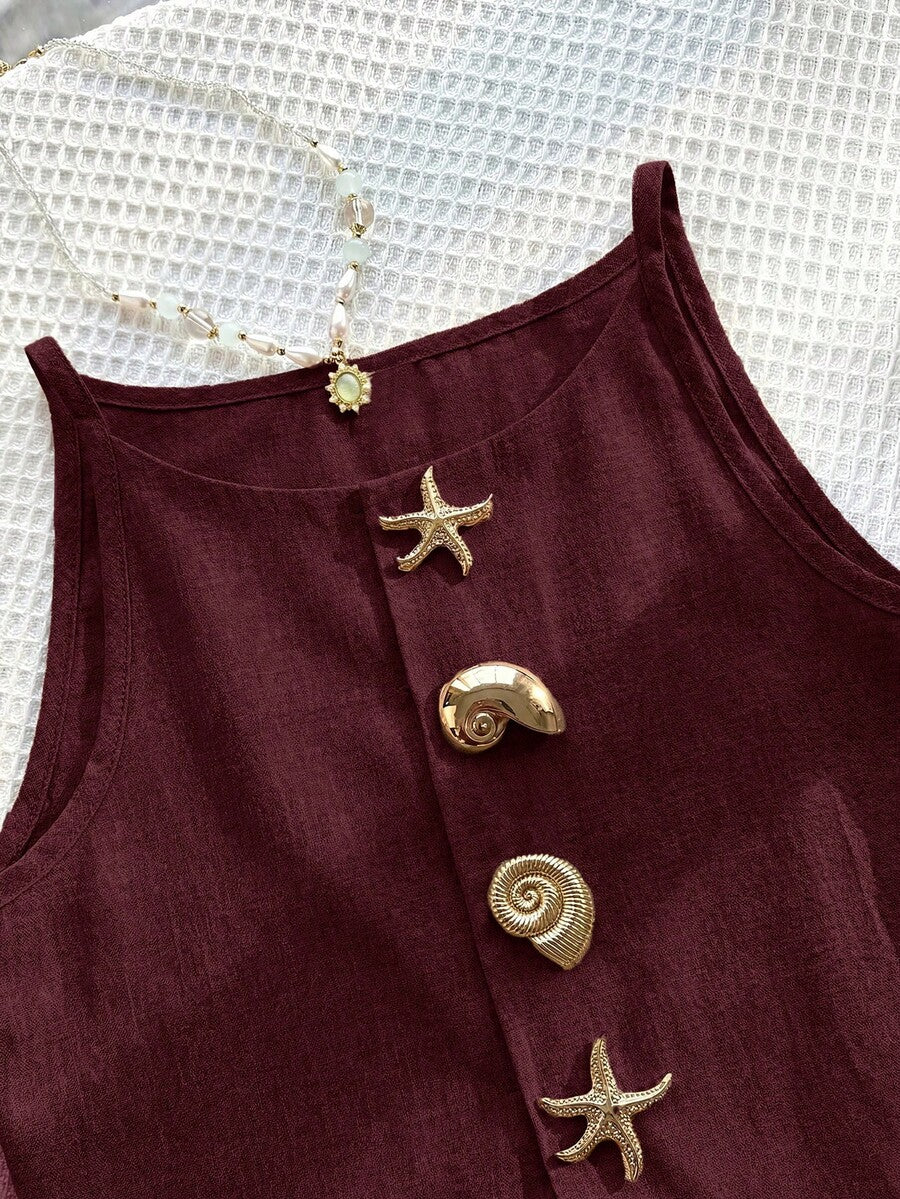 Tween girls apricot striped knit camisole top with button front paired with matching casual elastic waist shorts