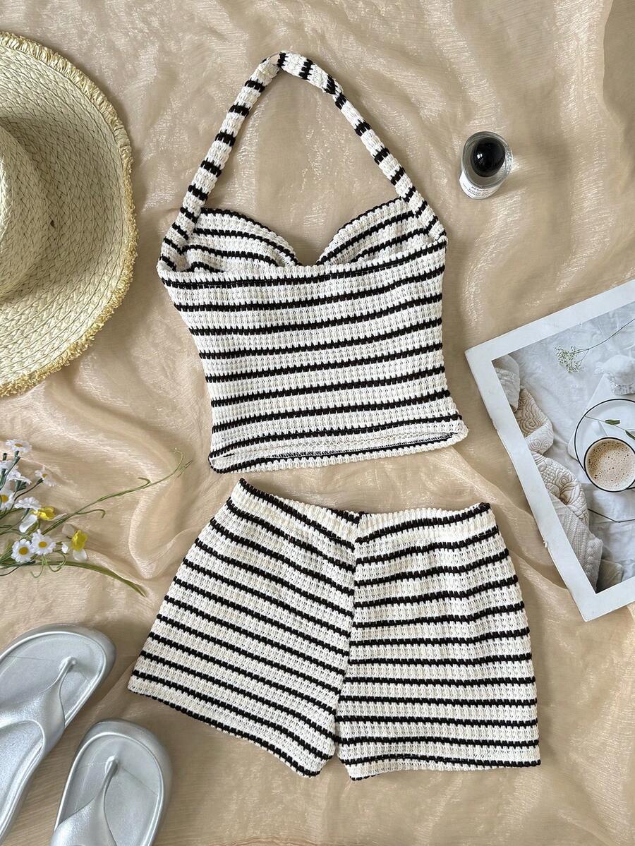 Tween girls black strapless tank top and shorts set with leopard print contrast waistband