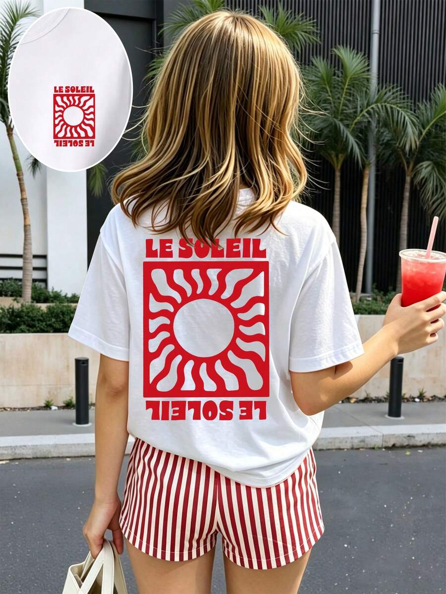 Girls' multicolor short sleeve T-shirt and shorts set featuring a cute cherry and bow print with round neck top and matching shorts.