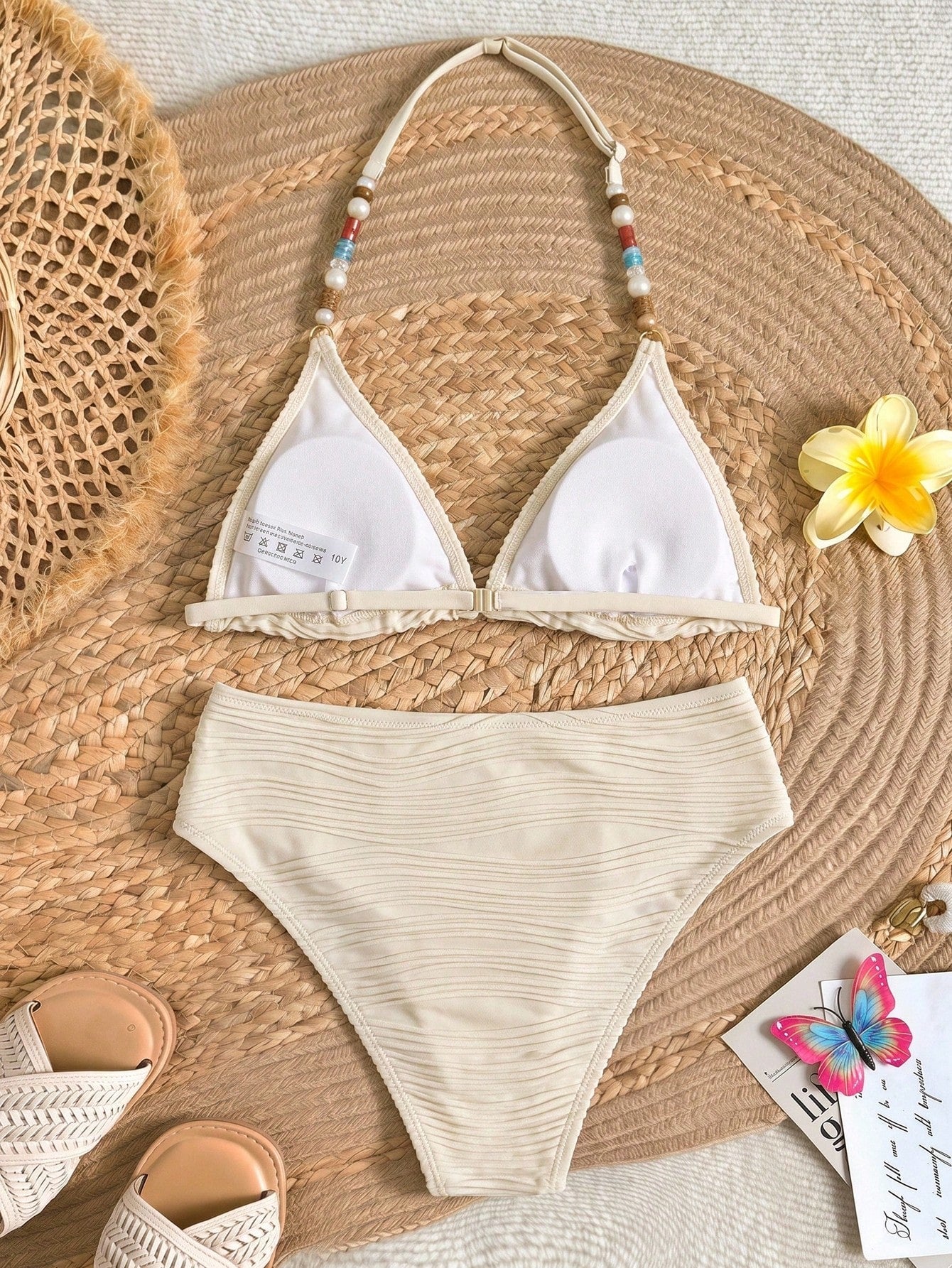 Tween Girl Summer Beach Vacation Contrast Color Halter Bikini Set