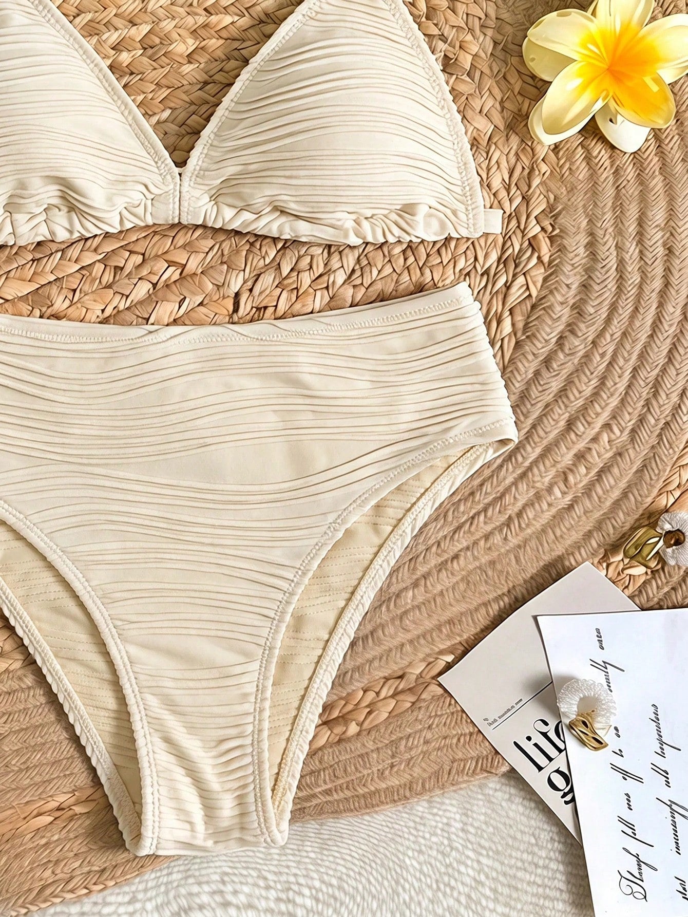 Tween Girl Summer Beach Vacation Contrast Color Halter Bikini Set