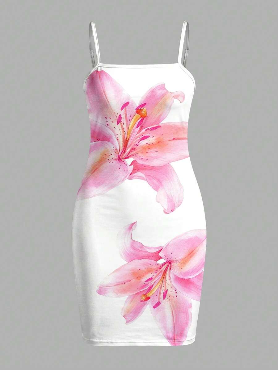 Tween girls multicolor floral midi cami dress with spaghetti straps, sleeveless design, loose fit, and vacation-inspired plant print.