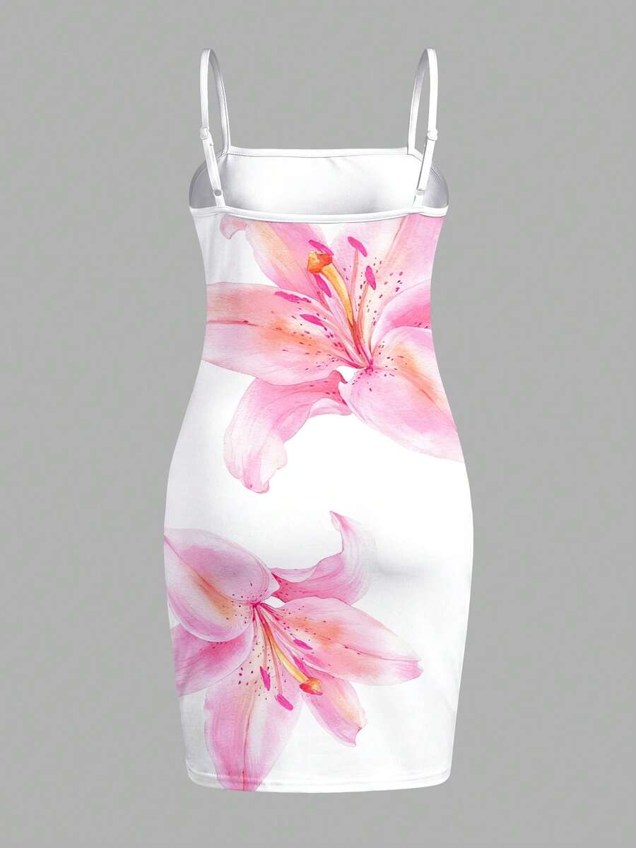 Tween girls multicolor floral midi cami dress with spaghetti straps, sleeveless design, loose fit, and vacation-inspired plant print.