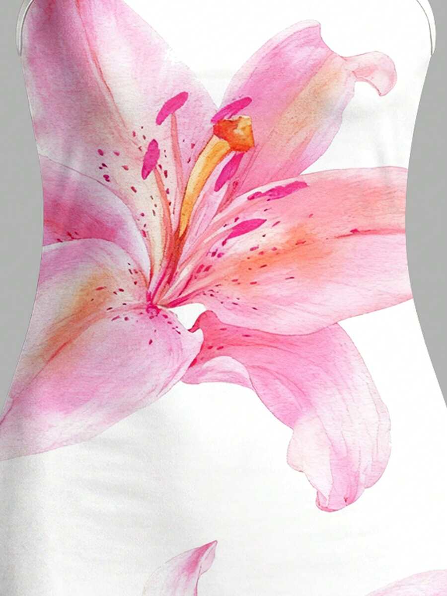 Tween girls multicolor floral vacation midi cami dress with spaghetti straps, sleeveless loose fit, natural waist, and pencil hem.