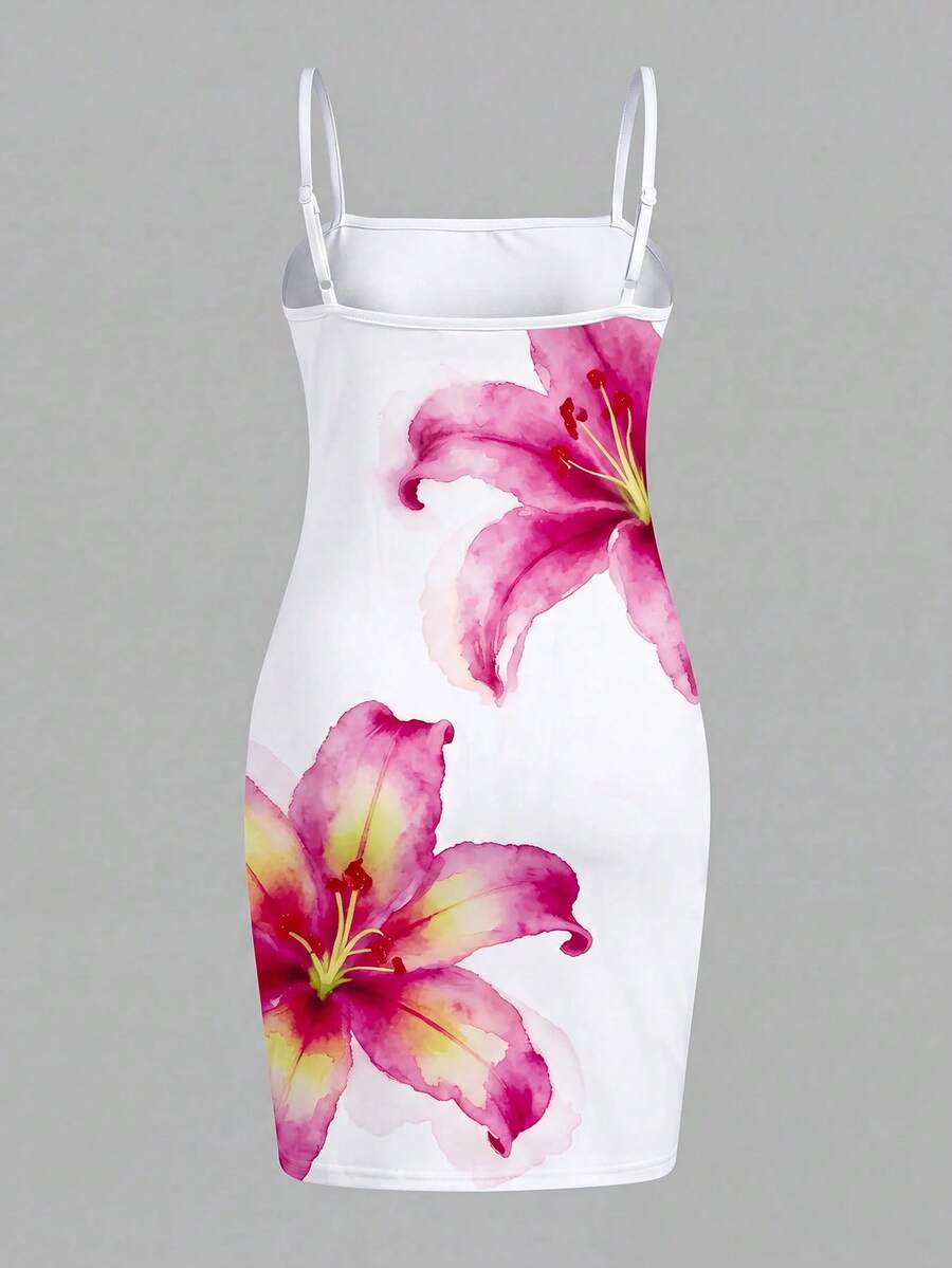 Tween girls multicolor floral midi cami dress with spaghetti straps, sleeveless design, loose fit, and vacation-inspired plant print.