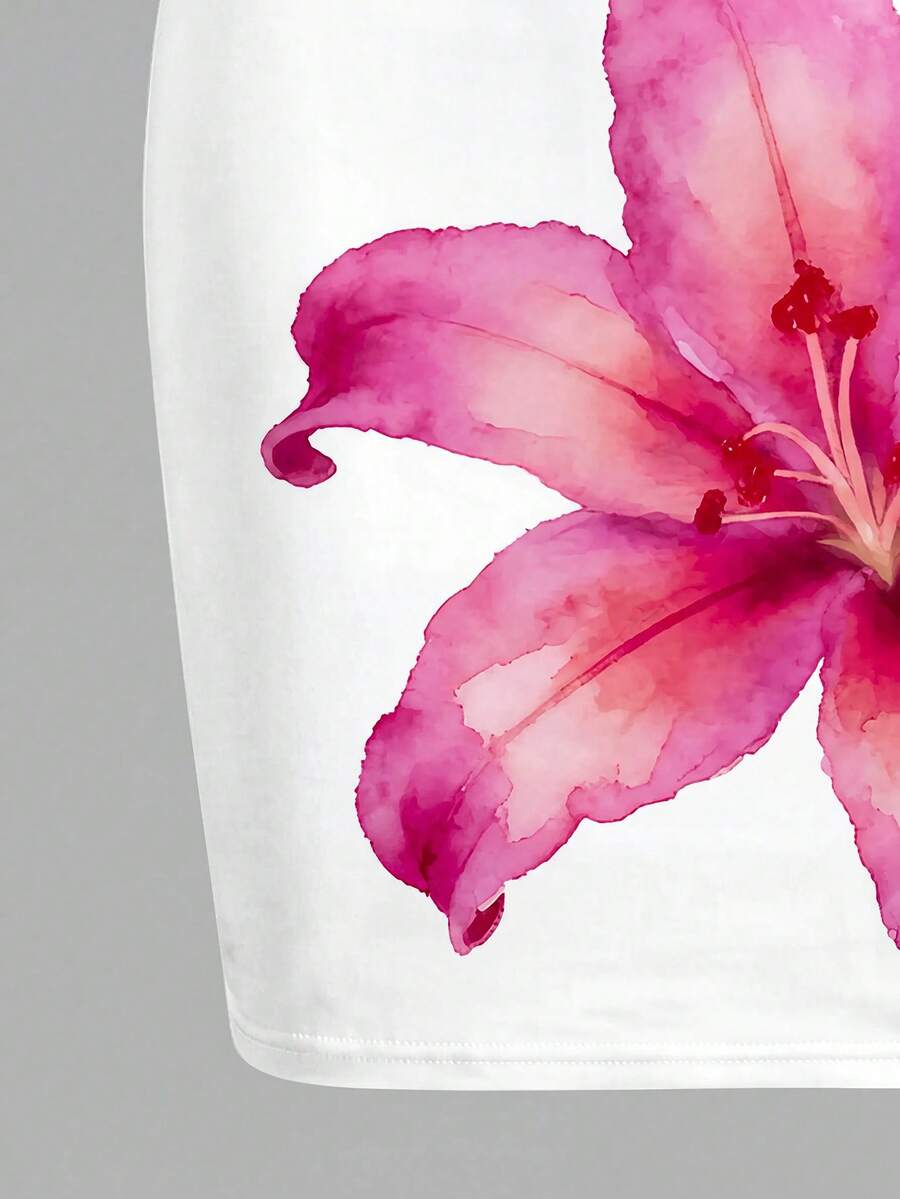 Tween girls multicolor floral midi cami dress with spaghetti straps, sleeveless design, loose fit, and vacation-inspired plant print.