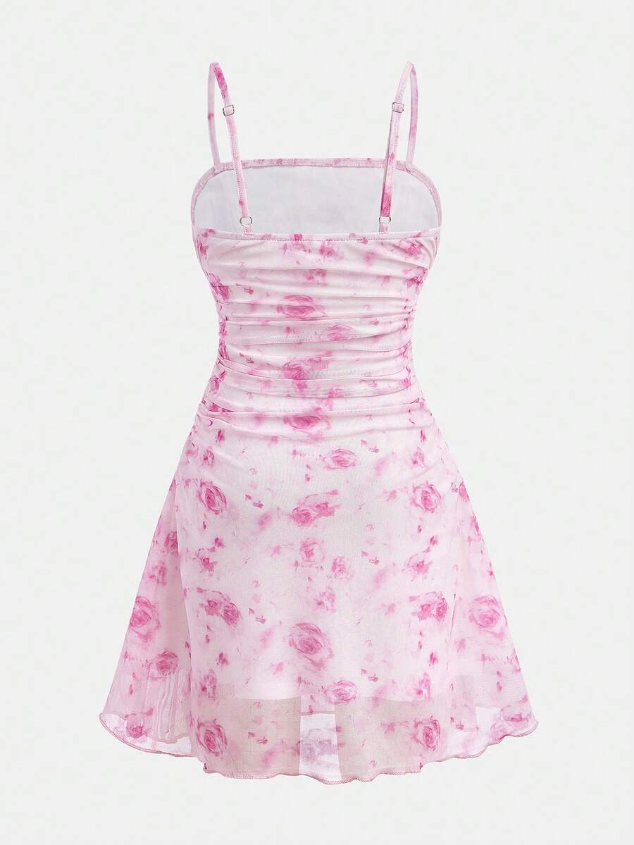 Apricot tween girls sleeveless halter cami dress with appliques, bow front, zipper detail, high waist, flared hem, and short slim fit design.