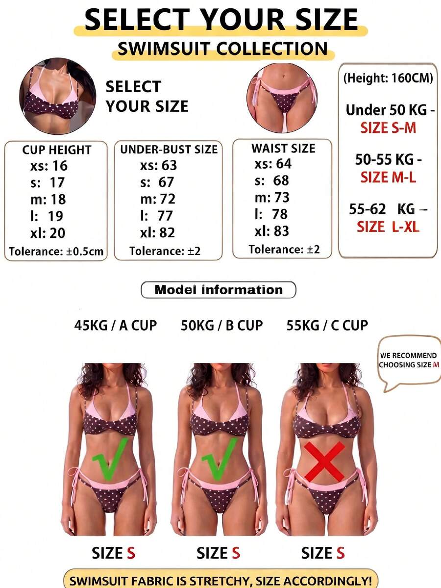 Women's retro polka dot high waist bikini swimsuit set with spaghetti straps and knot tie-back top.