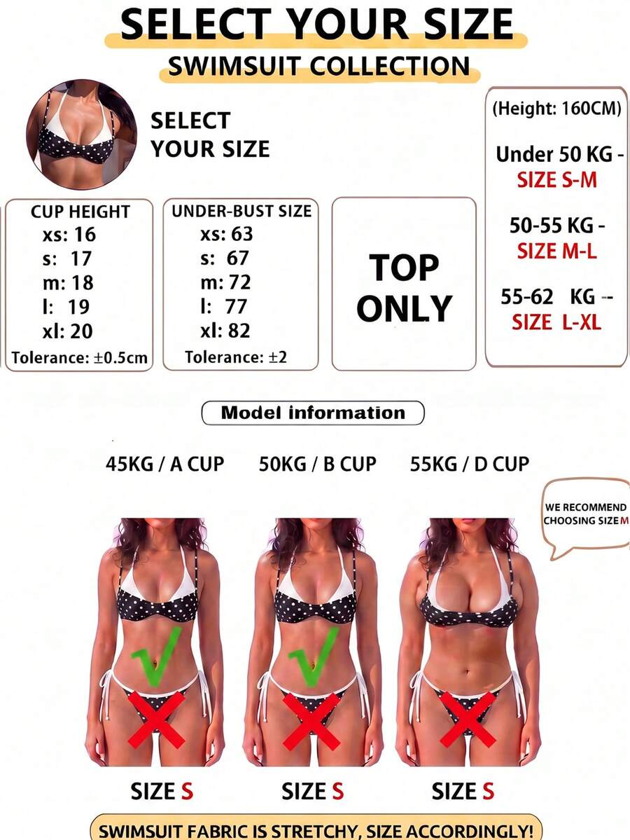Women's retro polka dot high waist bikini swimsuit set with spaghetti straps and knot tie-back top.